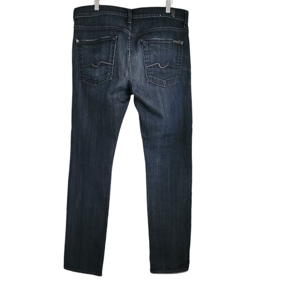 7 For All Mankind Men's Rhigby Button Fly Blue Denim Jeans Size 36 - Picture 6 of 14